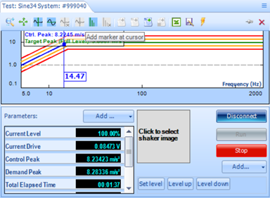 Figure 19. Control Panel for A Test