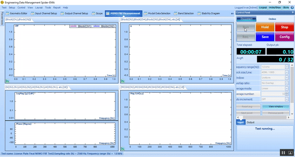 Figure 3. MIMO FRF Measurement of the license plate