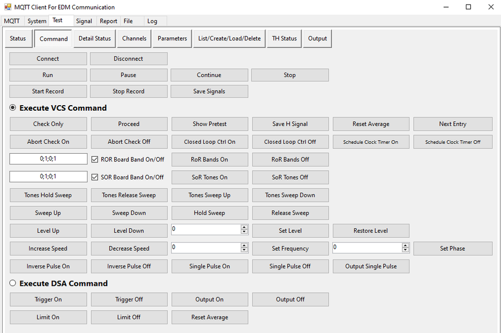 How to control a vibration test in EDM using a C# MQTT Client
