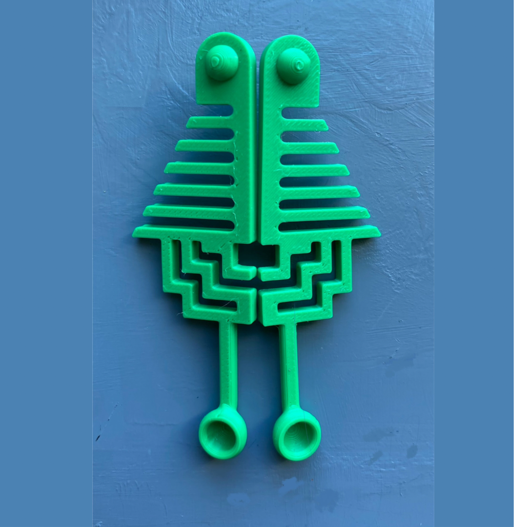 8bit Deco Club Earrings,  Fresh Green 3D printed ABS