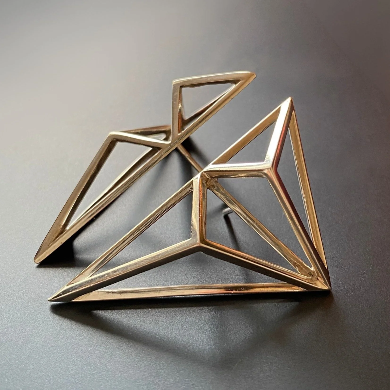 Solid Sterling Silver Double Triangle Ear Cuff Earrings