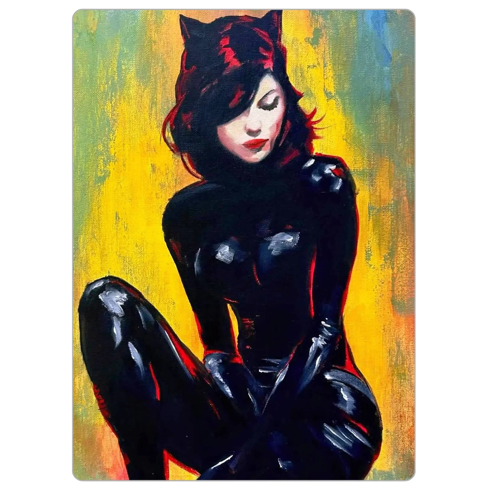 4x5.5 inch magnet of “Vinyl,” featuring a stylized woman in neon tones with a vintage, record-inspired vibe and confident, cool expression.