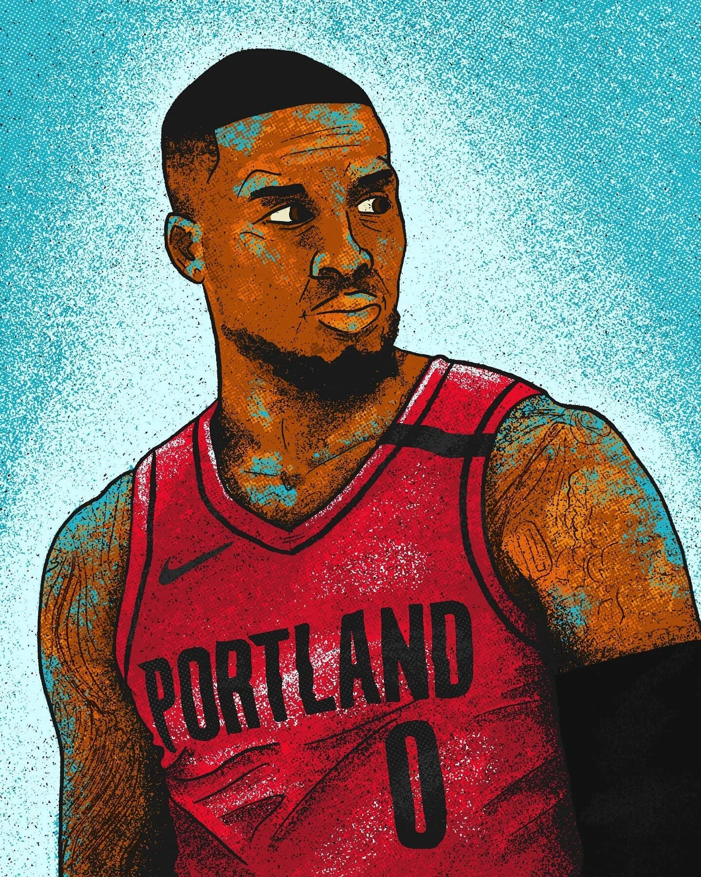 Drew up Dame! Practicing with some new brushes and textures in ProCreate. 
.
.
.
.
.
#illustration #nba #portlandtrailblazers #trailblazers #damianlillard #dame #drawing #procreateart #procreate #procreatedrawing #ipadpro #ipaddrawing #ipadart