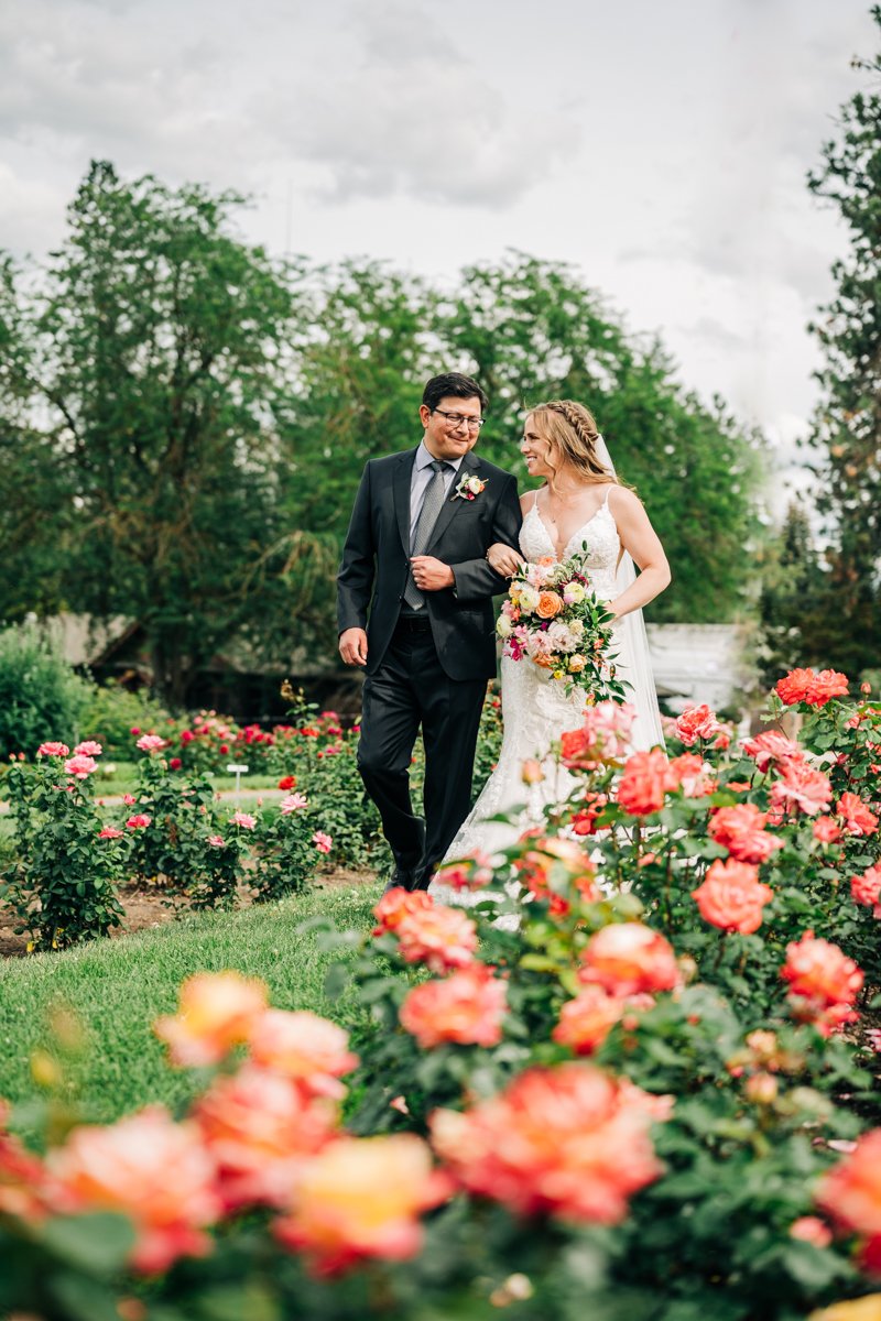 Brdie and Groom at the Rose Garden Manito Park