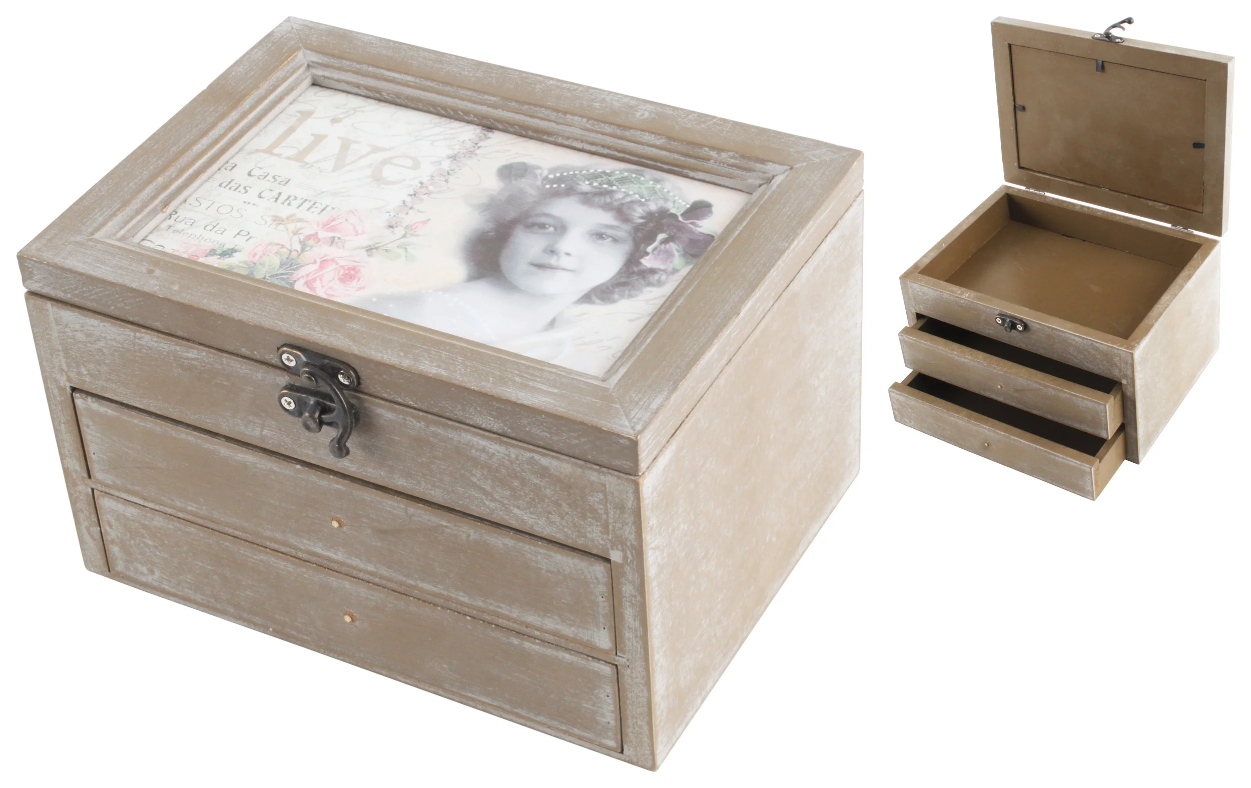 €19 WOODEN JEWELLERY BOX 18Χ13Χ11