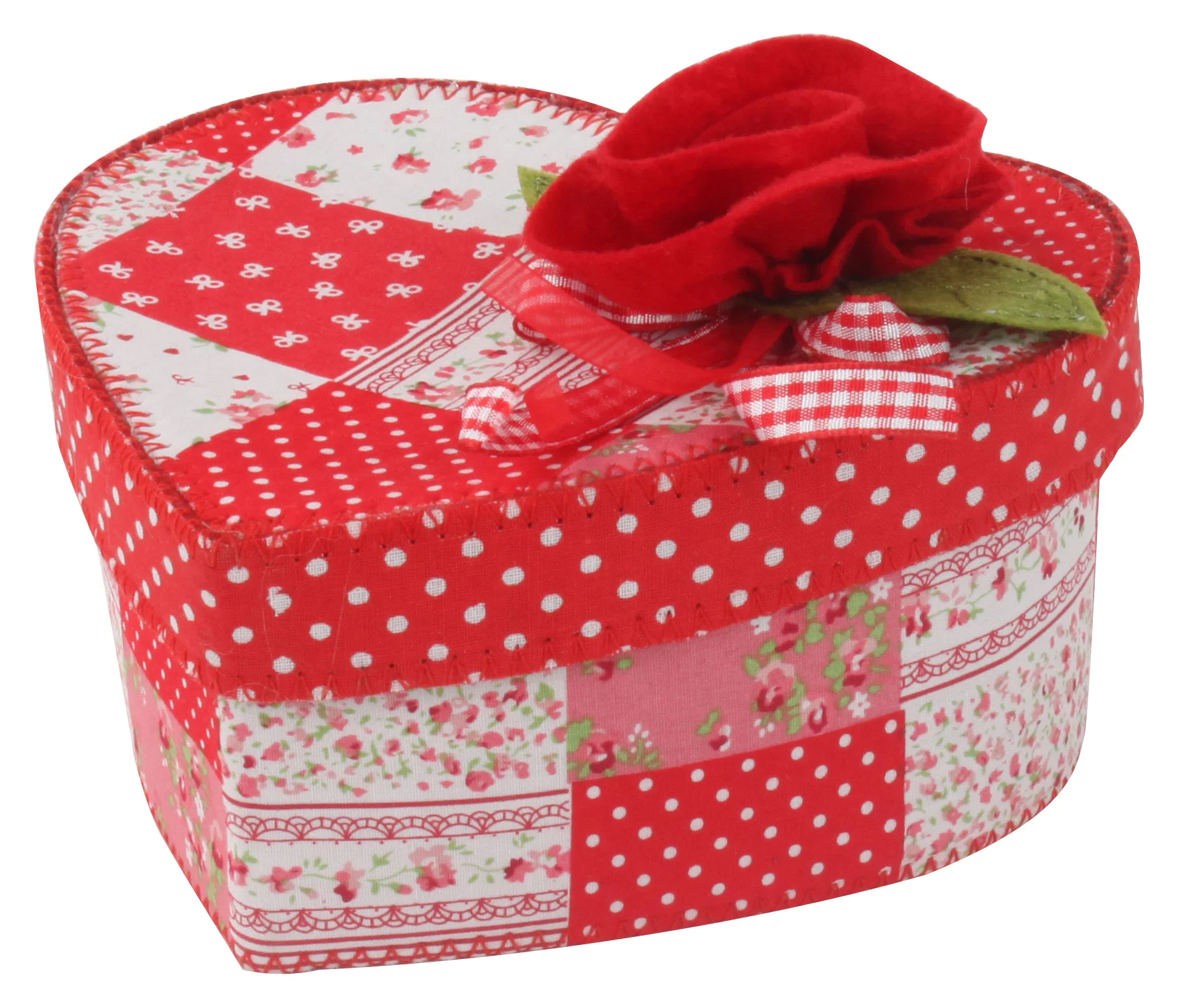 €5 FLOWER FELT BOX IN HEART SHAPE IN RED COLOR 17X15X9