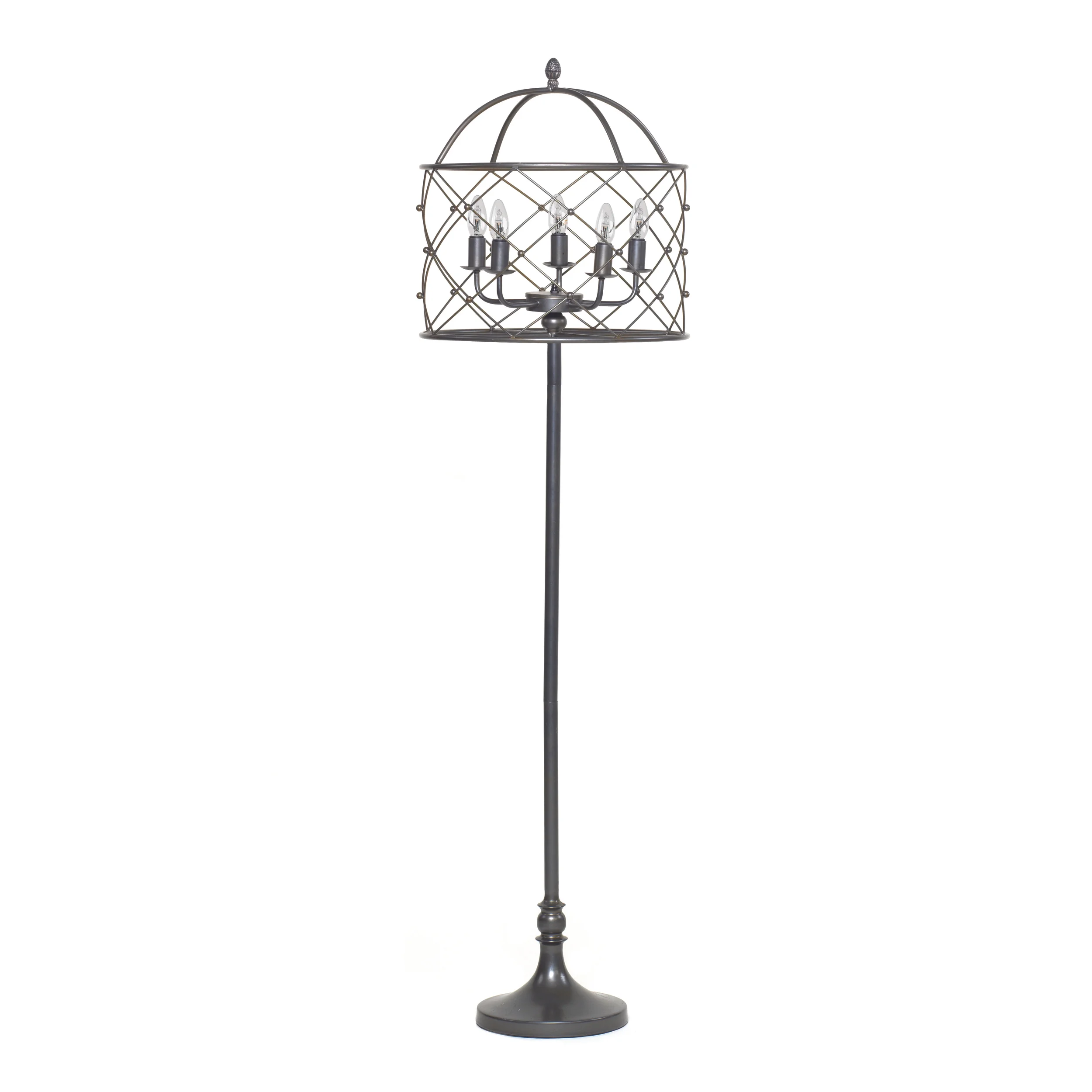 €240 METAL FLOOR LAMP/CAGE W/5 LIGHTS 46X166