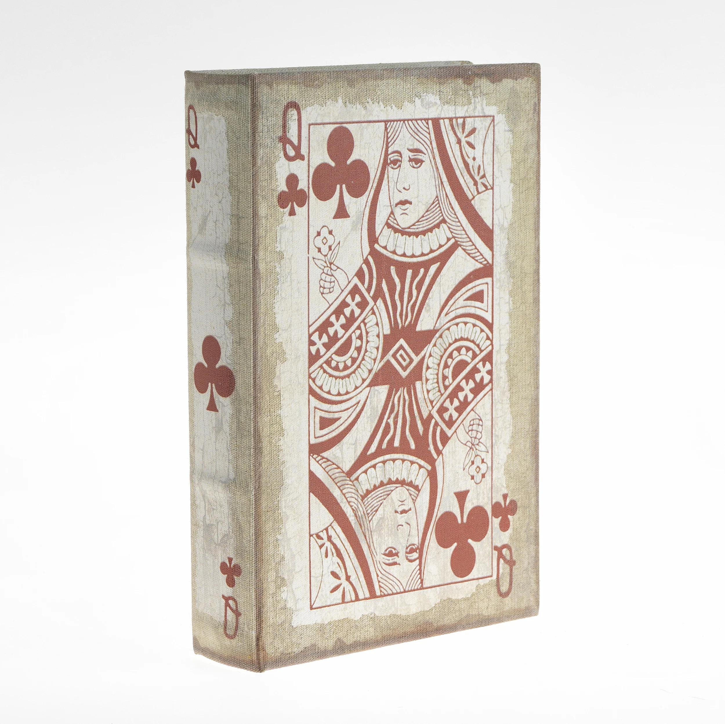 €20 WOODEN/CAMVAS BOOK BOX 'PLAYING CARD' 26X17X5