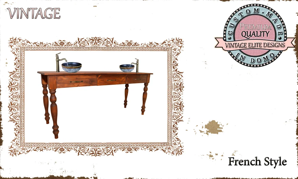 CUSTOM-MADE FRENCH STYLE Bathroom console PERSONALIsED BY YOUR CHOICE OF PAINTS AND DIMENSIONS. 160x54x70 (to order at €480)