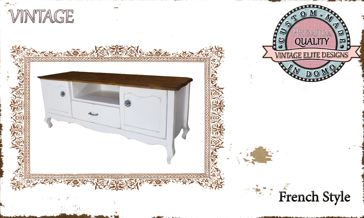 CUSTOM-MADE FRENCH STYLE TV-stand PERSONALIsED BY YOUR CHOICE OF PAINTS AND DIMENSIONS. 120x35x53 (TO ORDER AT €500)