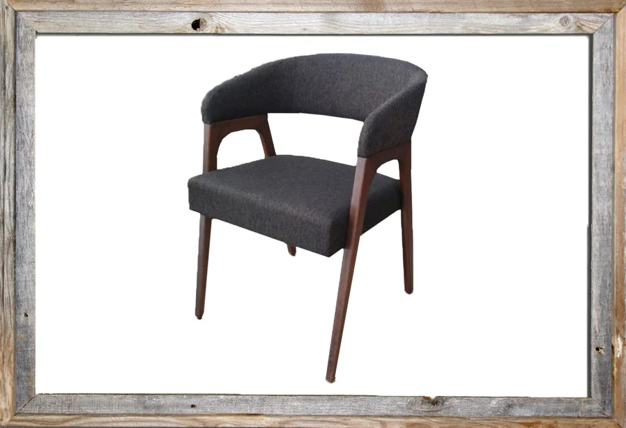 CHAIR IN DARK WALNUT WOOD AND dark GREY FABRIC TMH-322 (to order at €126)