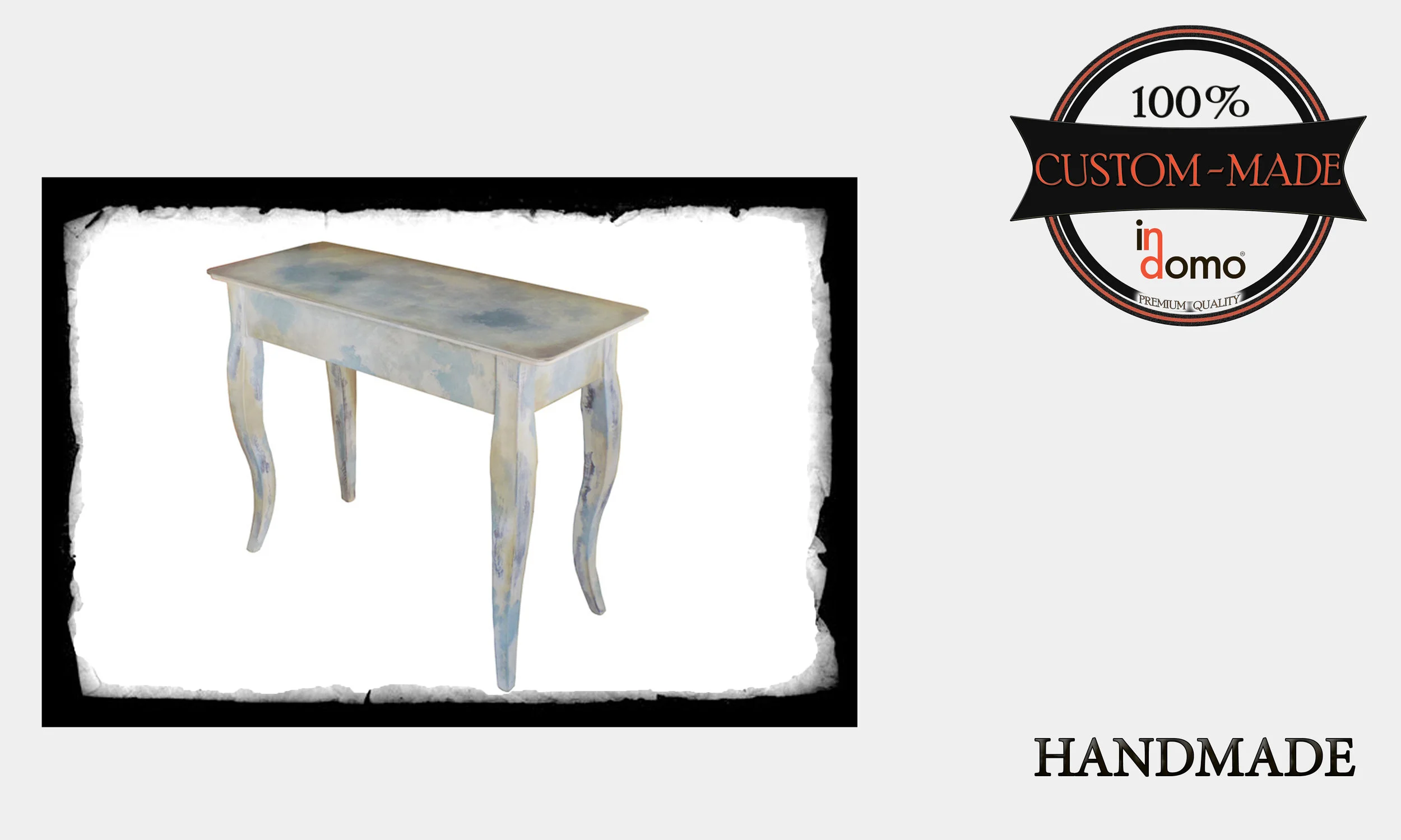CUSTOM-MADE FRENCH STYLE "WAX CLOUD" CONSOLE PERSONALIsED BY YOUR CHOICE OF PAINTS AND DIMENSIONS. 110x38x80 (TO ORDER at €280)