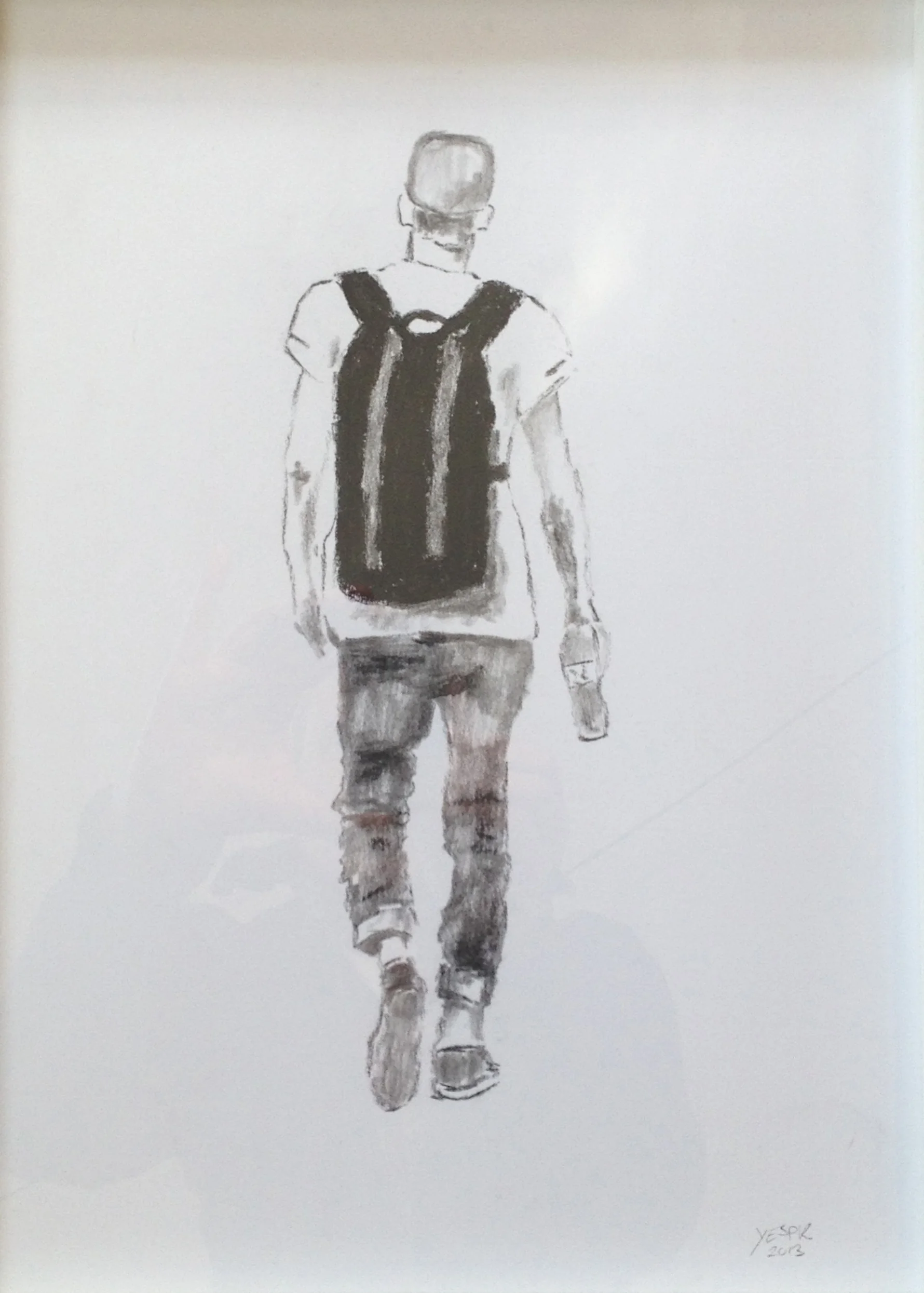 boy walking drawing