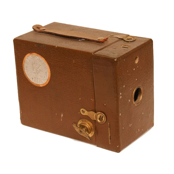 Kodak Box 50th Anniversary 1930. This was a special edition of the No. 2 Hawke-Eye Camera Model C. The Kodak Box 50th Anniversary Model was the logical extension of the successful prepaid photoprocessing model George Eastman had developed. As a promotion recognizing the 50th Anniversary of the Kodak company, these cameras were given away as birthday presents to anyone who had a twelfth birthday in 1930. The promotion unfortunately precipitated a negative response that led to anti-trust legislation. Instead of building business this effort cost the Eastman Kodak Company.