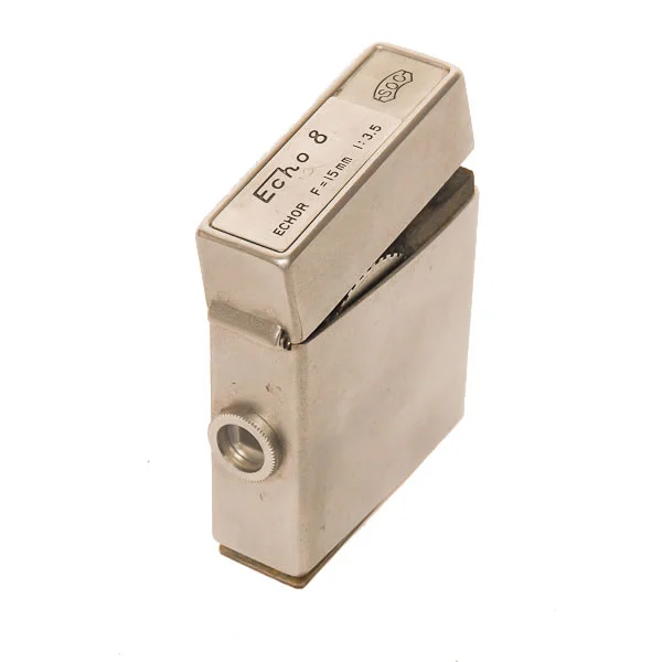 Suzuki Optical Echo 8 1951-1956. Cigarette-lighter camera made to look like a Zippo lighter. Used as a KGB spy camera.