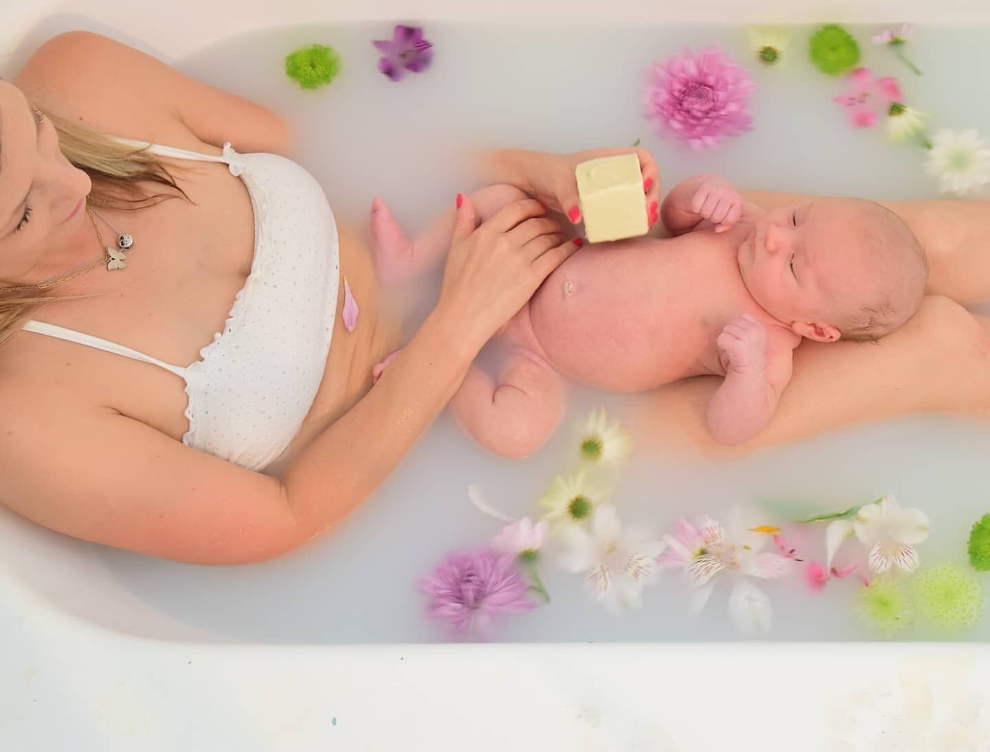 Babys first bath with mom's soap!! @silver_lining_soap