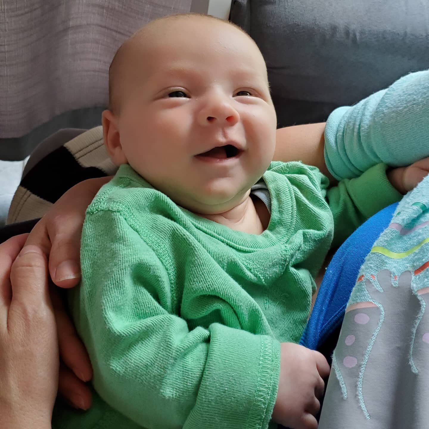 To be fair, he does smile sometimes. #milkdrunk #newborn