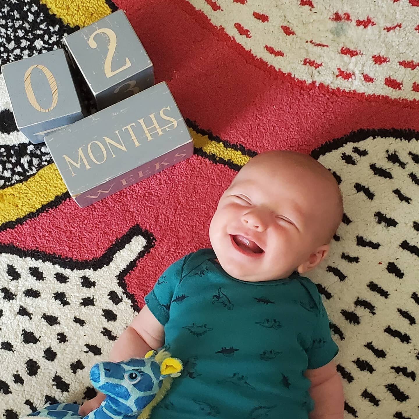 This chubby chunker is 2 months old today! Weighing in at 15+ lbs!! #2monthsold #twomonthsold #chubbybaby #chunkybaby
