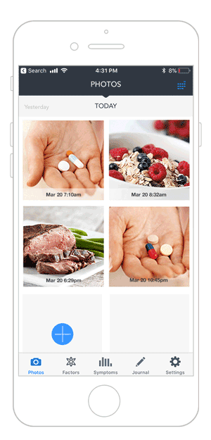 To remember what you took and when , snap a quick photo. The image will be time-stamped in Symple.