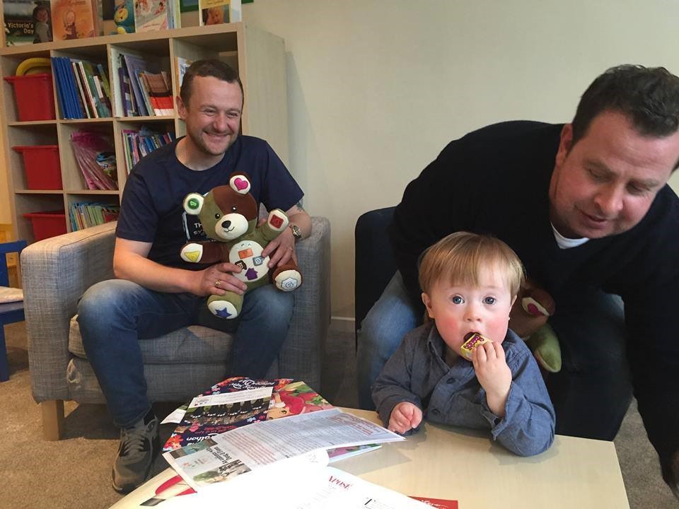 4FM presenters meet children at the Down Syndrome Centre.