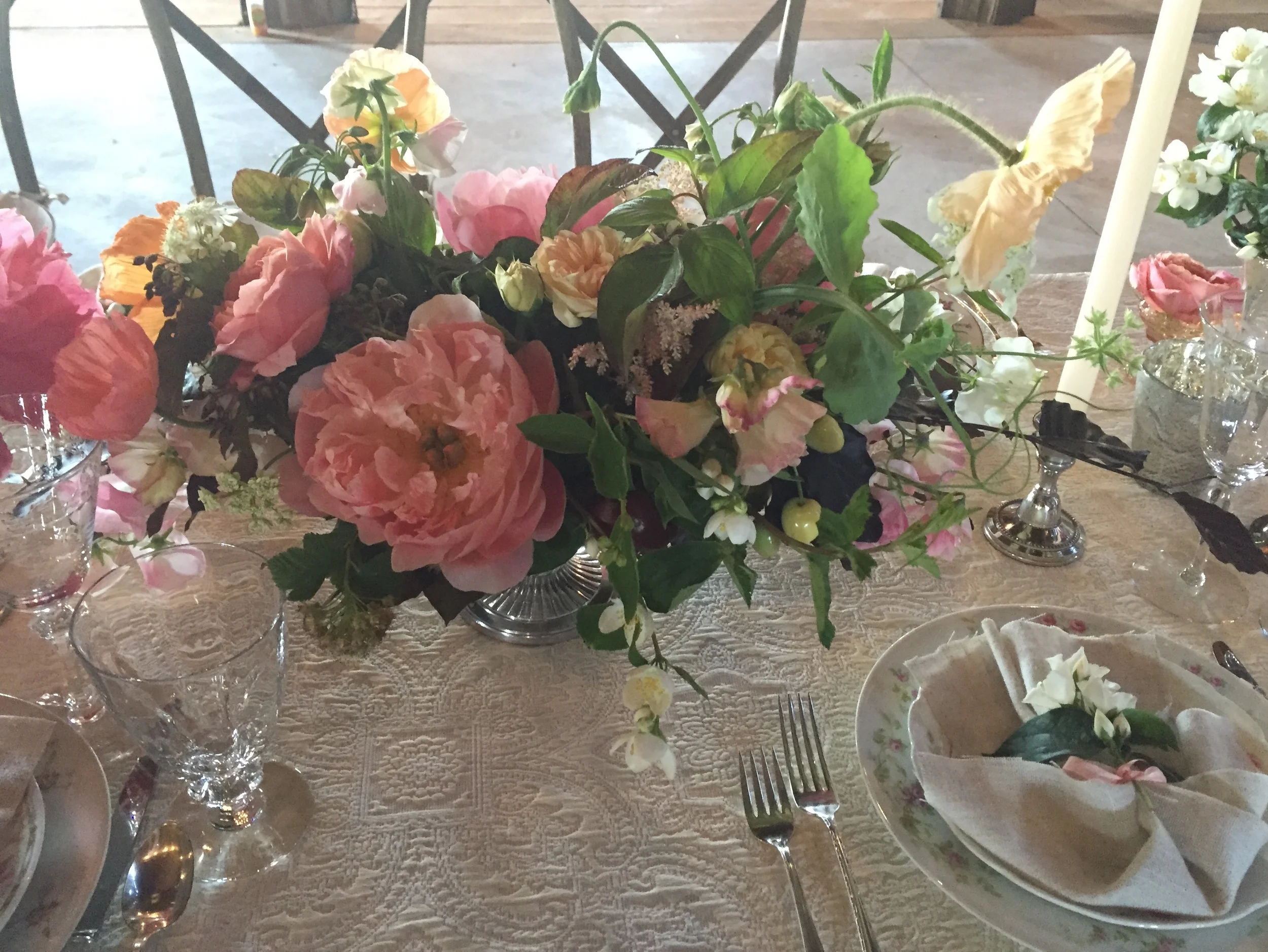 My compote on the loveliest table for our final dinner
