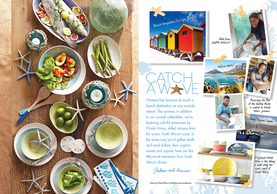 This was a really fun book to put together. Our team had to come up with a solution for the launch of our new stoneware collection. It was my first experience with putting together a concept for the opening spread, so I learned a lot.