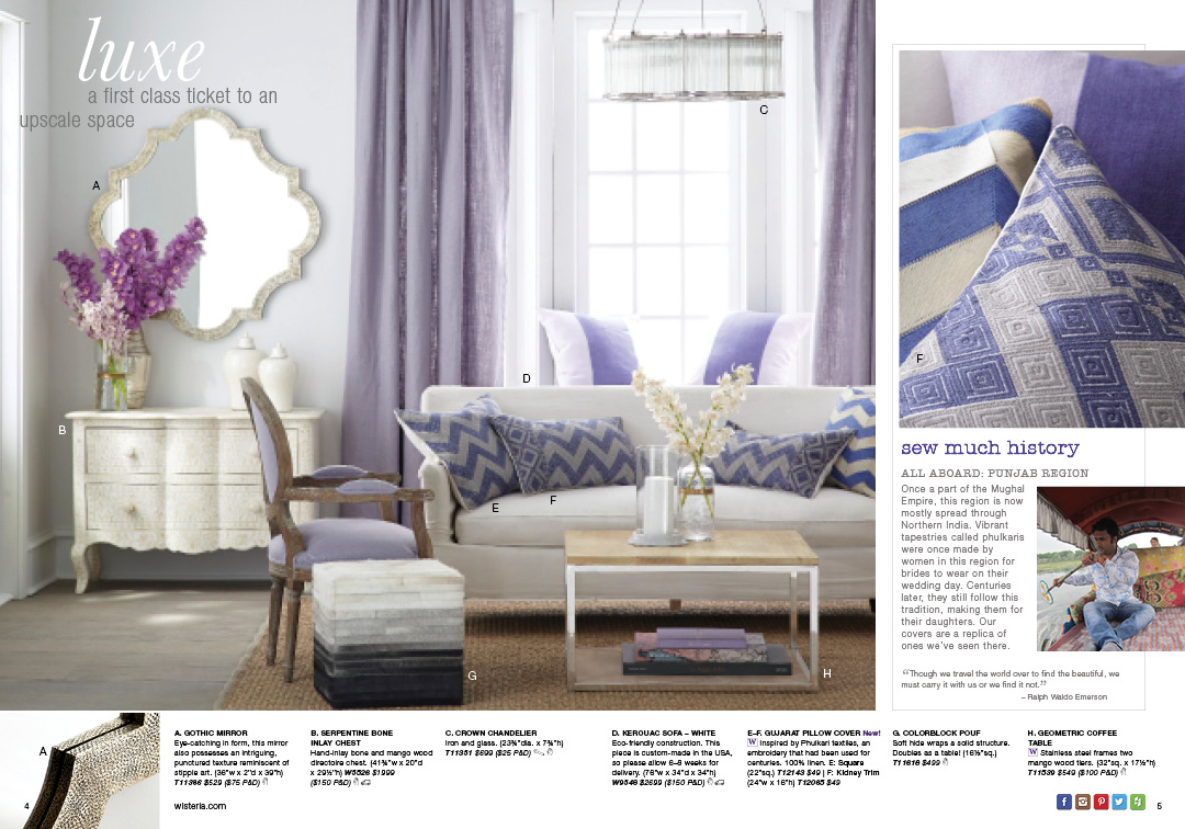 For 2015, the company began focusing on brand attributes for each month. The example shown is for travel, under the "Sew Much History" tagline. Anytime we do features like these, it's my job to research the vendors and products to make sure we showcase the right items.