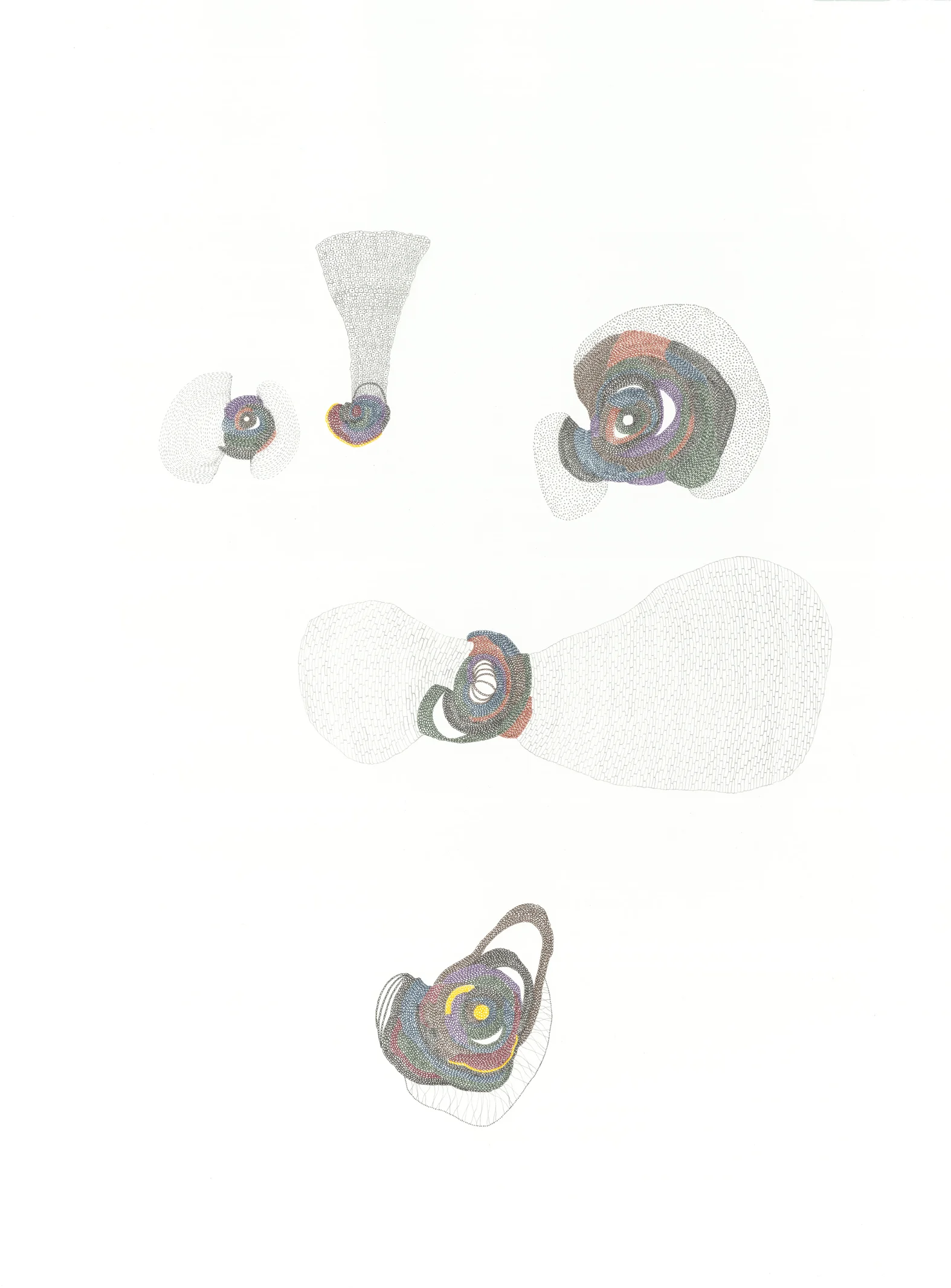 Sequencing Nature 2, graphite, ink pen, collage on paper, "30 x 22", 2013
