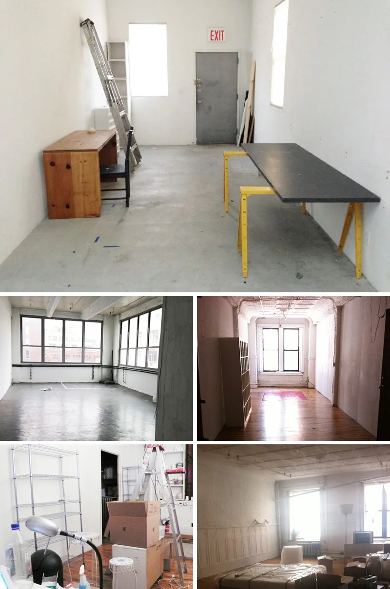 B D B bare studios since 2008. “Studio Spaces + Reflections” from Oct. 2013 with update, click here . Clockwise: No. 5, 2013-present, Greenpoint, BK / No. 4, 2012, S. Williamsburg, BK / No. 3, 2009-2011, SOHO, NY / No. 2, 2008-2009, SOHO, NY / No. 1, 2008, SOHO, NY