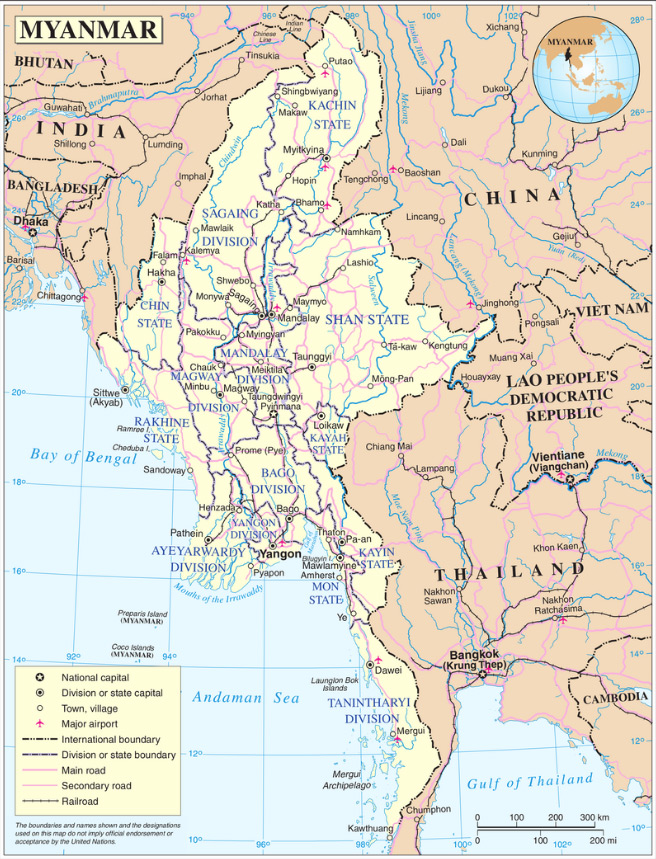 Map of Myanmar. Source: Wikipedia