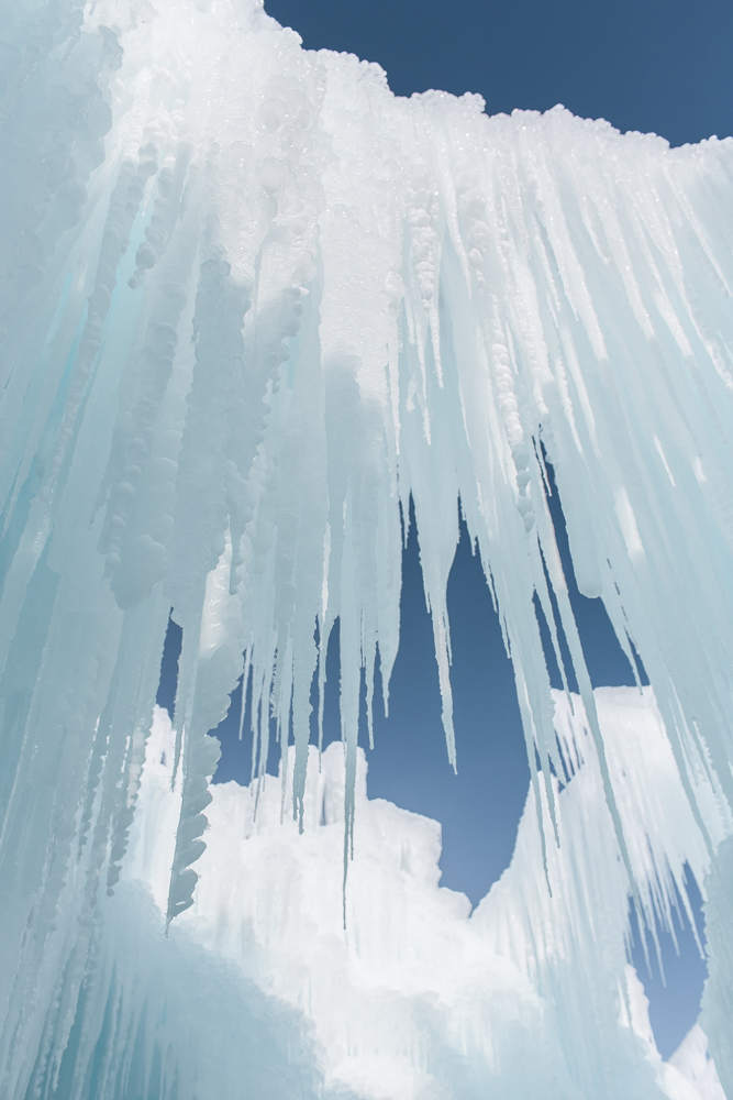 Looking up at the Ice Castles