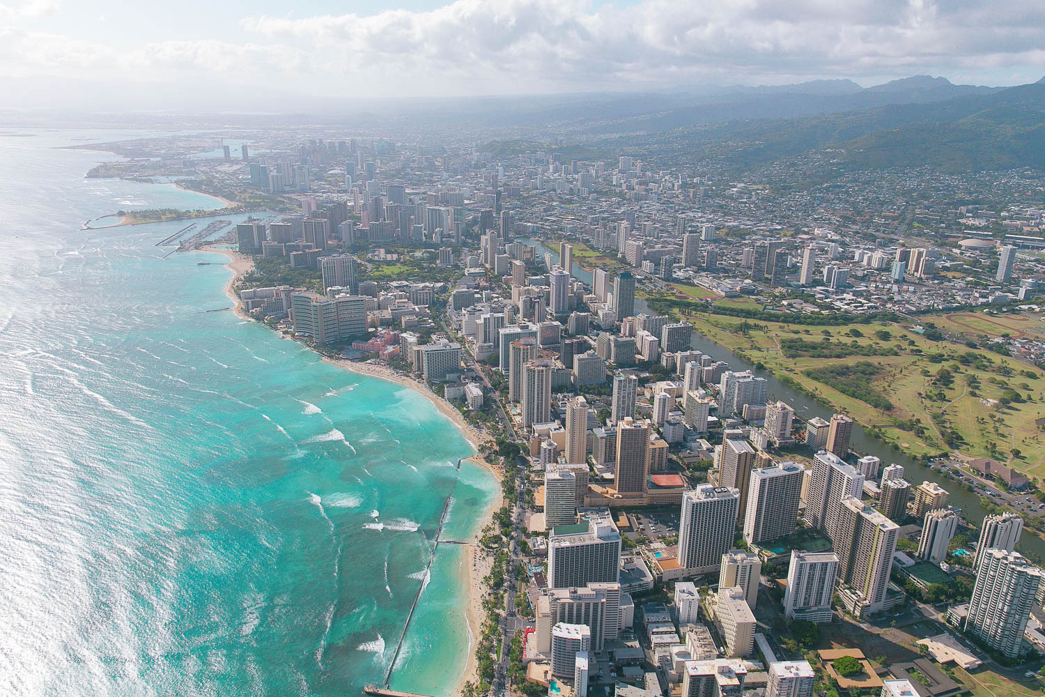 Oahu's Waikiki as seen from a helicopter tour