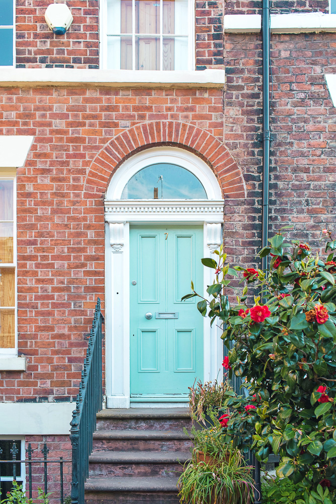 A pretty turquoise door in Liverpool, England
