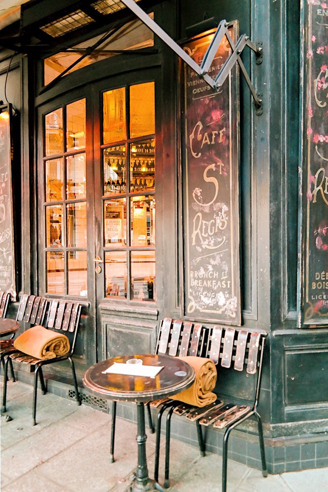 Cozy Cafe St. Regis in Paris in winter