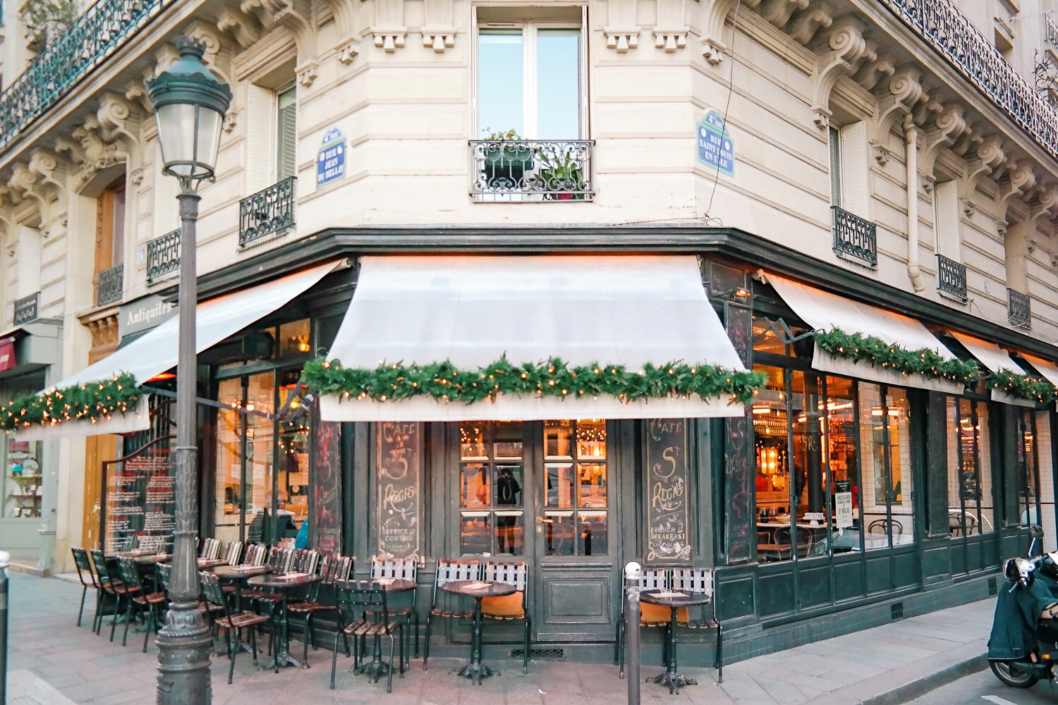 Cafe St. Regis in Paris at Christmas time