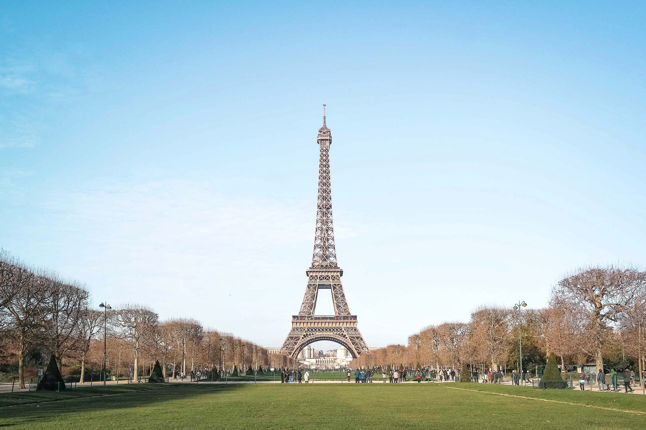 The Eiffel Tower on a sunny December day