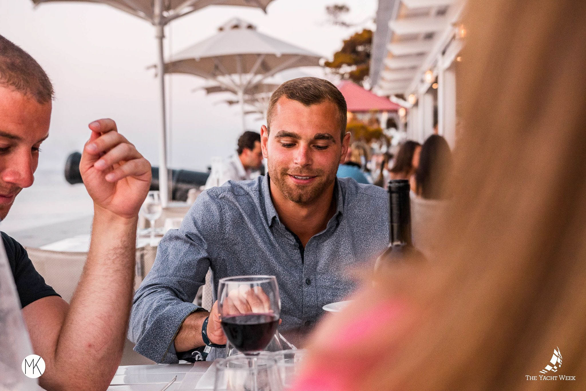 Yacht Week family dinner at Sunset Restaurant in Hydra, Greece