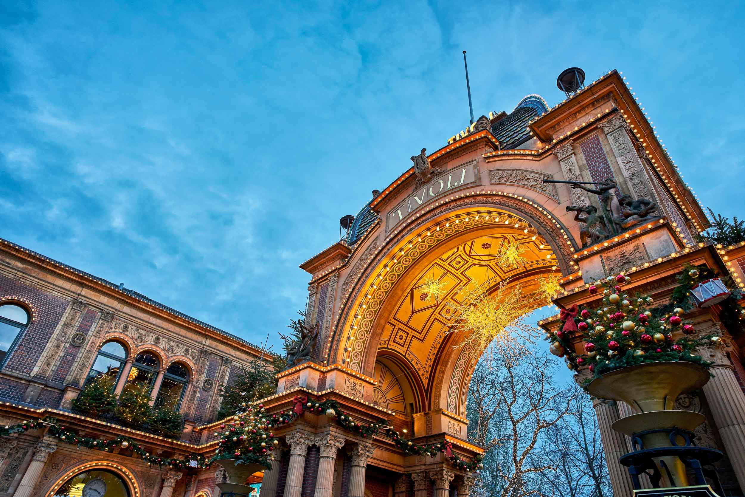 Where to go in Copenhagen: The entrance to Tivoli amusement park in the center of Copenhagen