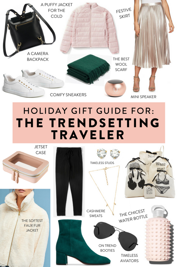 Holiday gift guide for the stylish traveler.   Unique gifts at every price point for the fashionable traveler in your life!