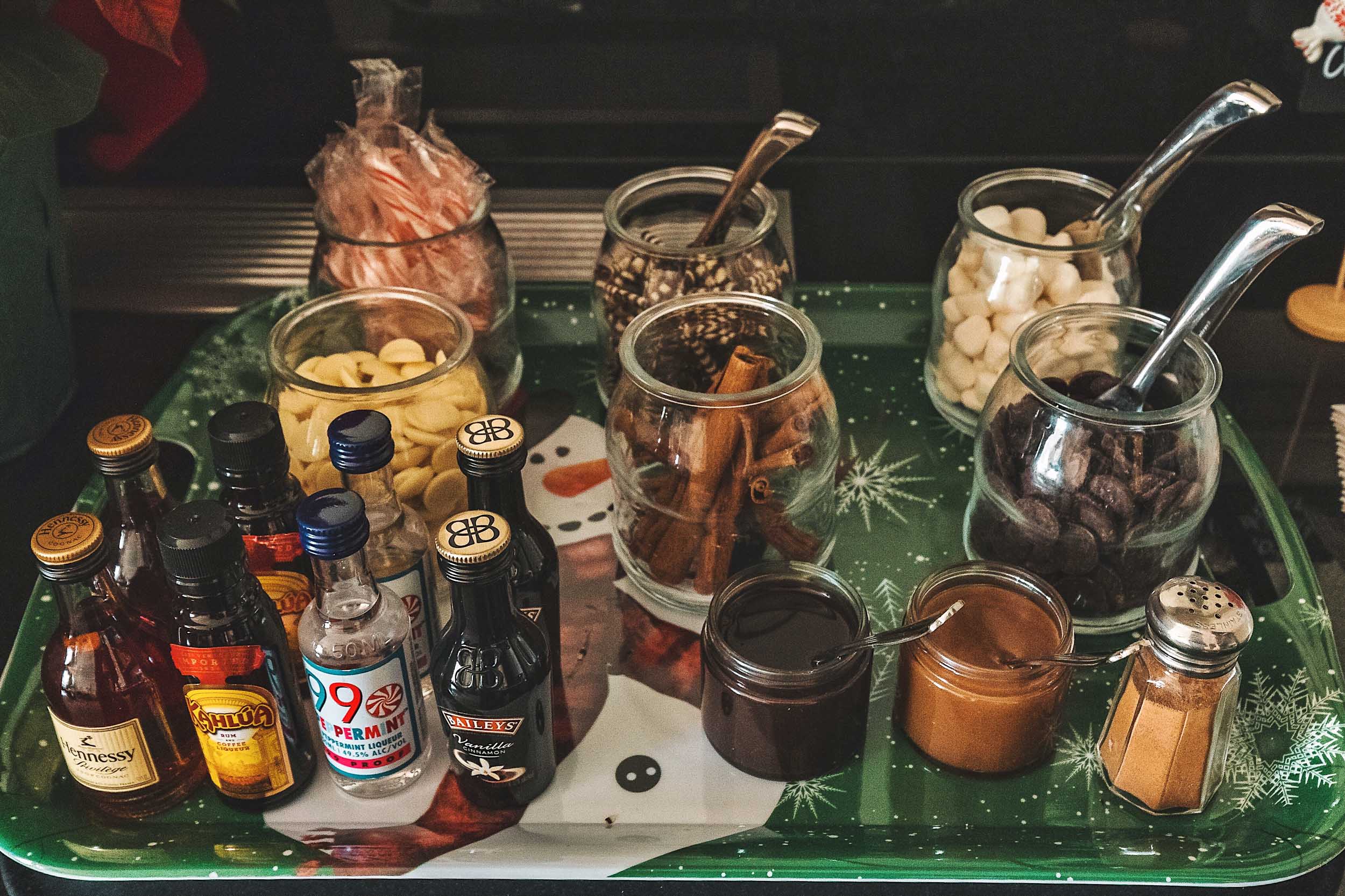 Our DIY hot chocolate bar (adult beverages included) inside the Santa Suite at The Fairmont San Francisco