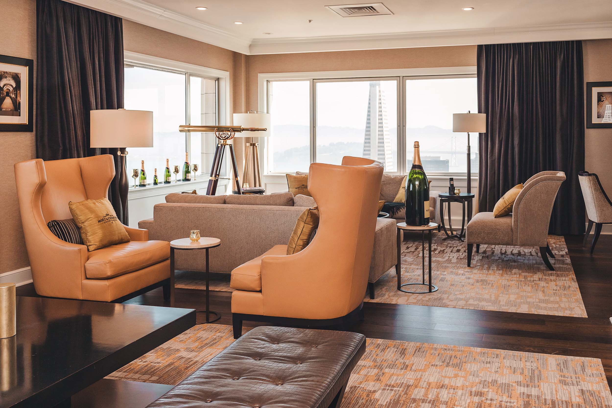 The huge living room in the Presidential Suite has room for 20 people and is great for celebrations!