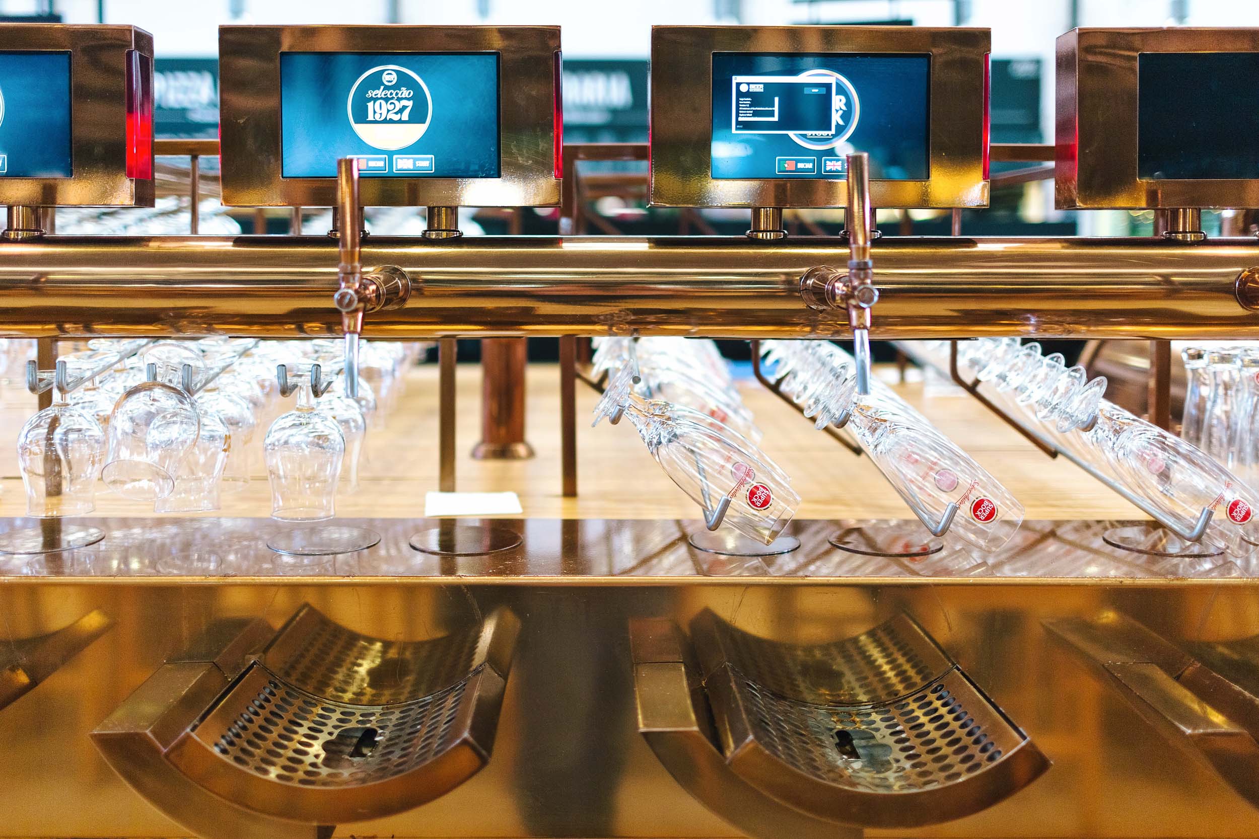 Self-serve local beer at Time Out Market in Lisbon, Portugal