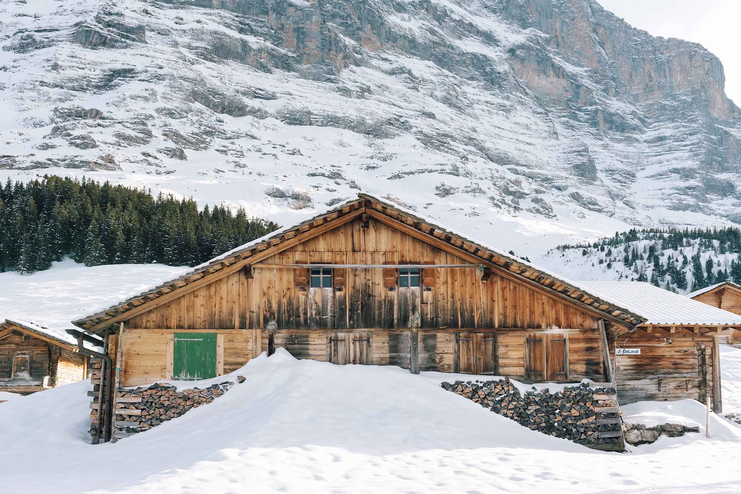 A beautiful log cabin below the famous north face of Eiger