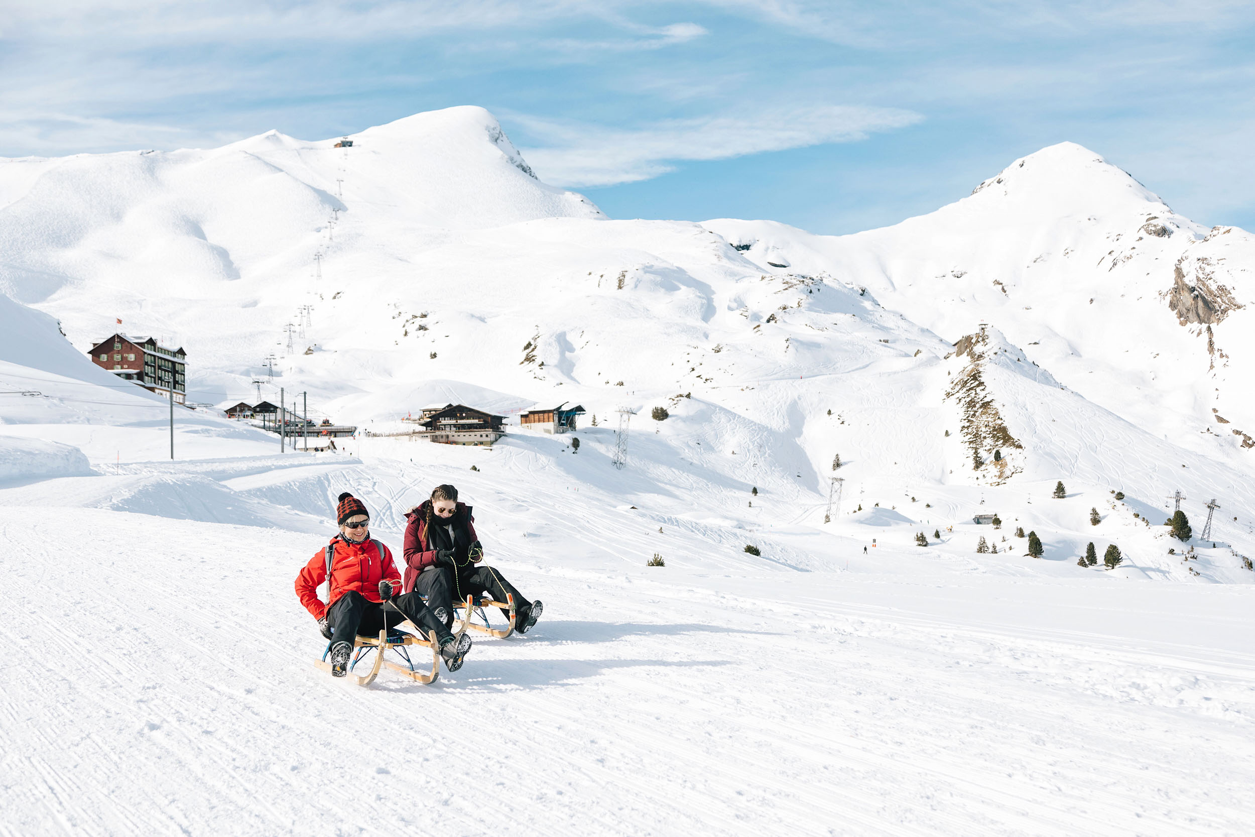 Racing along the Eiger Sledge Run to Grindelwald, Switzerland