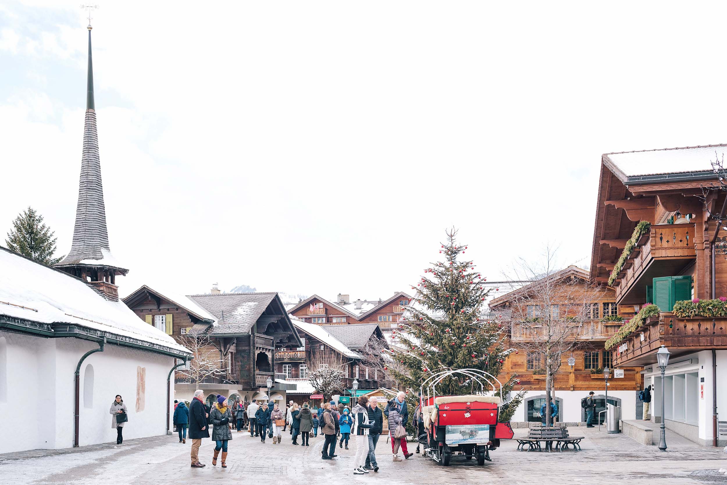 Walking along the main street in Gstaad, Switzerland