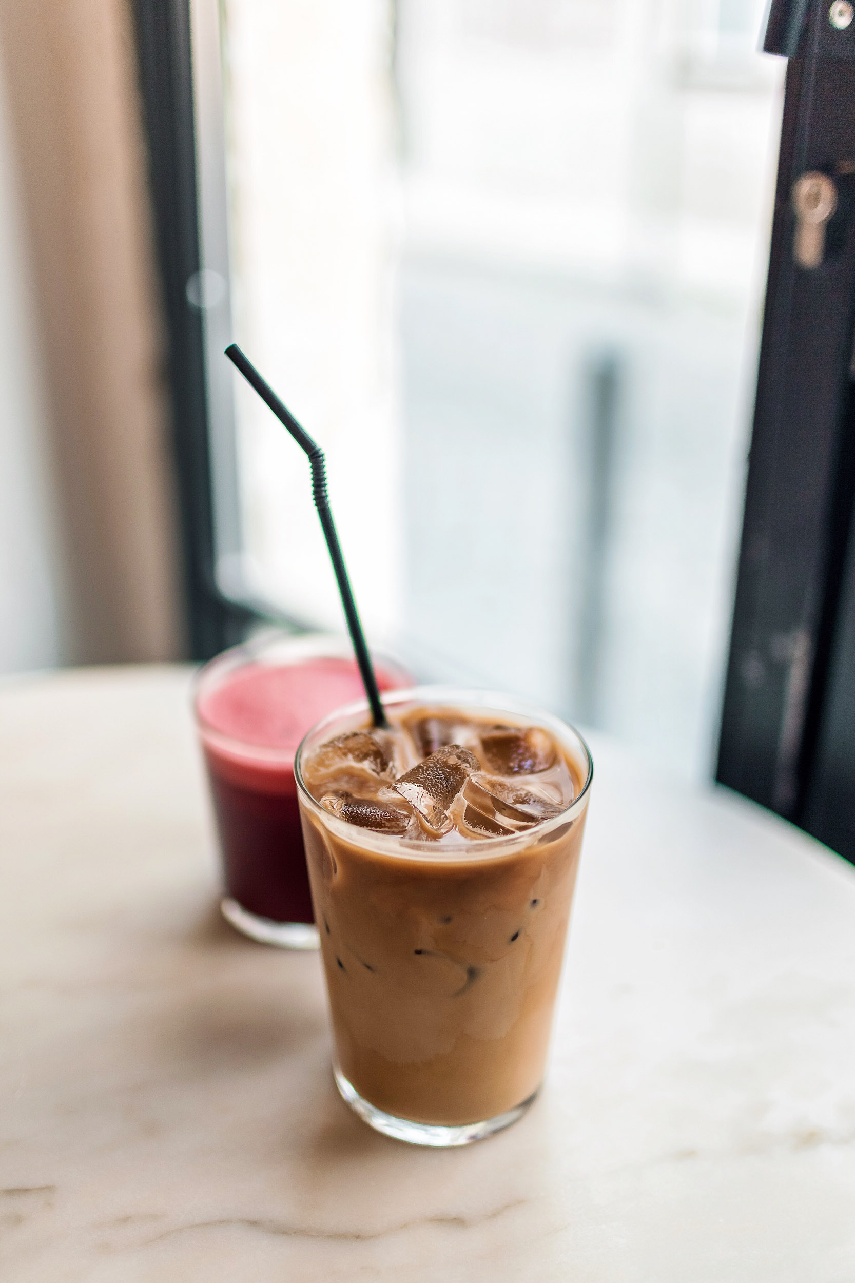 Divine iced coffee and fresh juice at Dear Breakfast in Lisbon