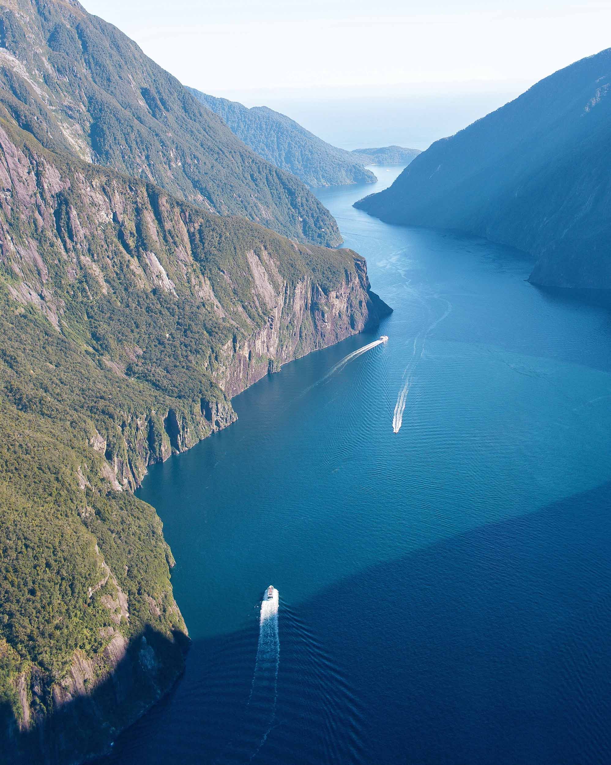 Milford Sound views from a helicopter in New Zealand