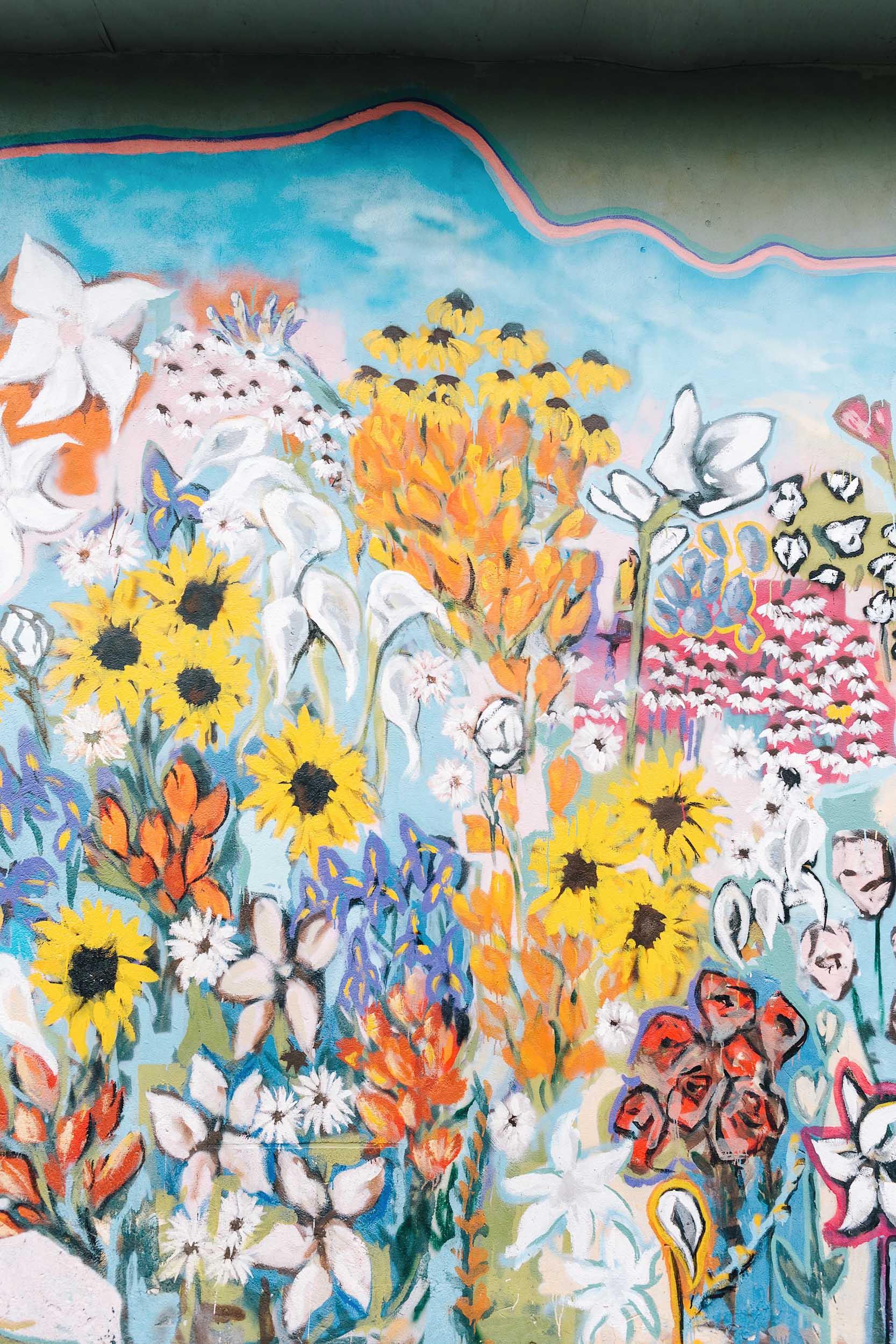 A colorful floral mural in Nashville in 12th South