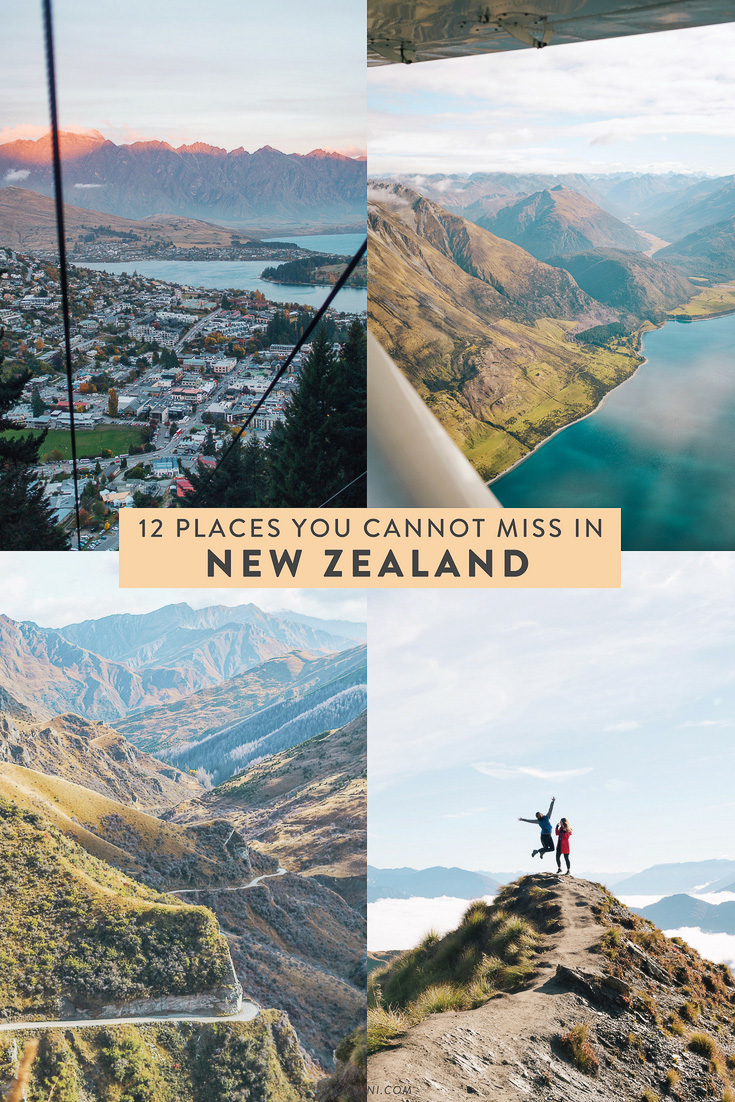 Planning a trip to New Zealand and trying to figure out an itinerary? Here are 12 places you MUST visit on New Zealand's North and South Islands! Nugget Point, Wanaka, Queenstown, etc!