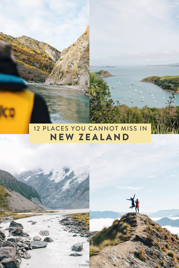 12 beautiful places on New Zealand's North and South Island that you cannot miss! Including Queenstown, Wanaka, Waiheke Island, Mount Cook Village, and more.